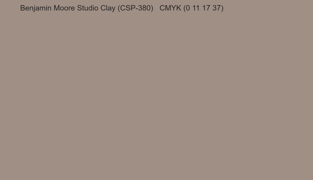 Color Benjamin Moore Studio Clay (CSP-380) to CMYK (0 11 17 37) converter Color Benjamin Moore Studio Clay (CSP-380) to CMYK (0 11 17 37) converter