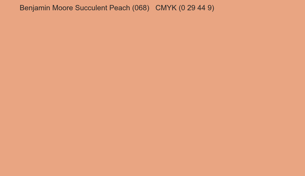 Color Benjamin Moore Succulent Peach (068) to CMYK (0 29 44 9) converter Color Benjamin Moore Succulent Peach (068) to CMYK (0 29 44 9) converter