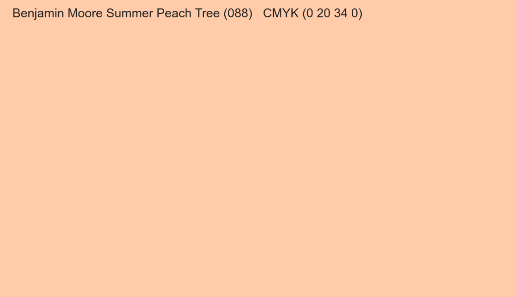Color Benjamin Moore Summer Peach Tree (088) to CMYK (0 20 34 0) converter Color Benjamin Moore Summer Peach Tree (088) to CMYK (0 20 34 0) converter