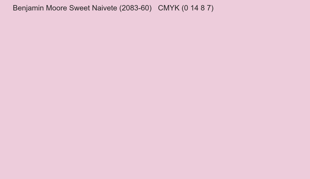 Color Benjamin Moore Sweet Naivete (2083-60) to CMYK (0 14 8 7) converter Color Benjamin Moore Sweet Naivete (2083-60) to CMYK (0 14 8 7) converter