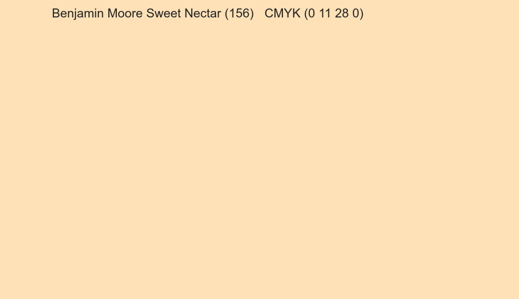 Color Benjamin Moore Sweet Nectar (156) to CMYK (0 11 28 0) converter Color Benjamin Moore Sweet Nectar (156) to CMYK (0 11 28 0) converter