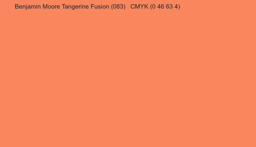 Color Benjamin Moore Tangerine Fusion (083) to CMYK (0 46 63 4) converter Color Benjamin Moore Tangerine Fusion (083) to CMYK (0 46 63 4) converter