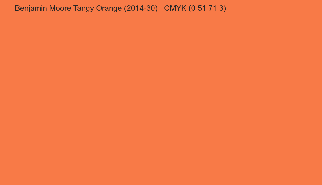 Color Benjamin Moore Tangy Orange (2014-30) to CMYK (0 51 71 3) converter Color Benjamin Moore Tangy Orange (2014-30) to CMYK (0 51 71 3) converter