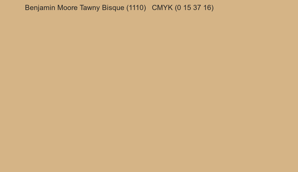 Color Benjamin Moore Tawny Bisque (1110) to CMYK (0 15 37 16) converter Color Benjamin Moore Tawny Bisque (1110) to CMYK (0 15 37 16) converter
