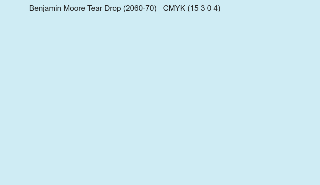 Color Benjamin Moore Tear Drop (2060-70) to CMYK (15 3 0 4) converter Color Benjamin Moore Tear Drop (2060-70) to CMYK (15 3 0 4) converter