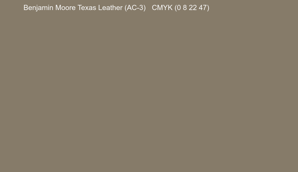 Color Benjamin Moore Texas Leather (AC-3) to CMYK (0 8 22 47) converter Color Benjamin Moore Texas Leather (AC-3) to CMYK (0 8 22 47) converter