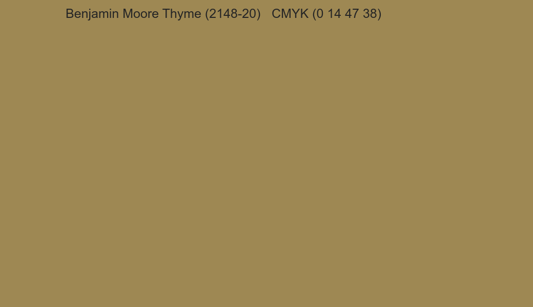 Color Benjamin Moore Thyme (2148-20) to CMYK (0 14 47 38) converter Color Benjamin Moore Thyme (2148-20) to CMYK (0 14 47 38) converter