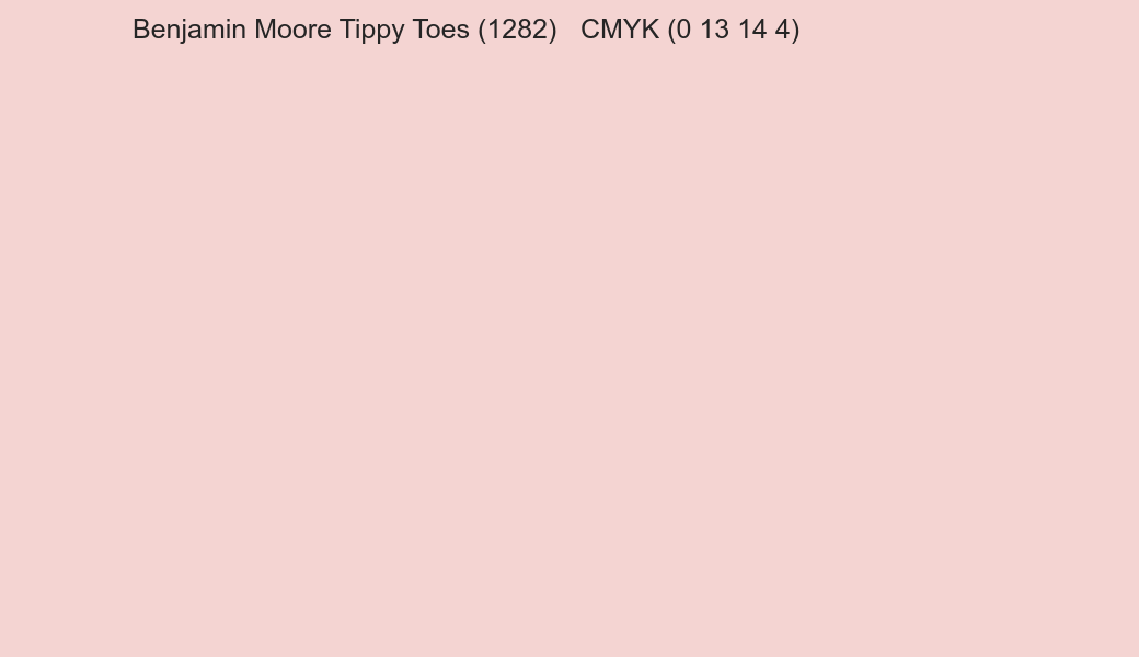 Color Benjamin Moore Tippy Toes (1282) to CMYK (0 13 14 4) converter Color Benjamin Moore Tippy Toes (1282) to CMYK (0 13 14 4) converter