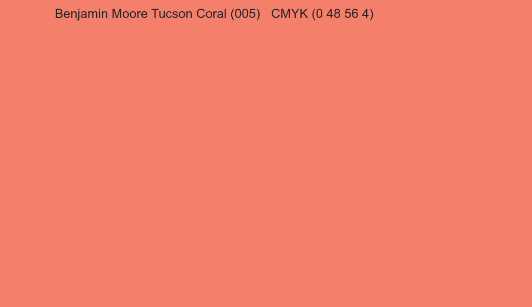 Color Benjamin Moore Tucson Coral (005) to CMYK (0 48 56 4) converter Color Benjamin Moore Tucson Coral (005) to CMYK (0 48 56 4) converter