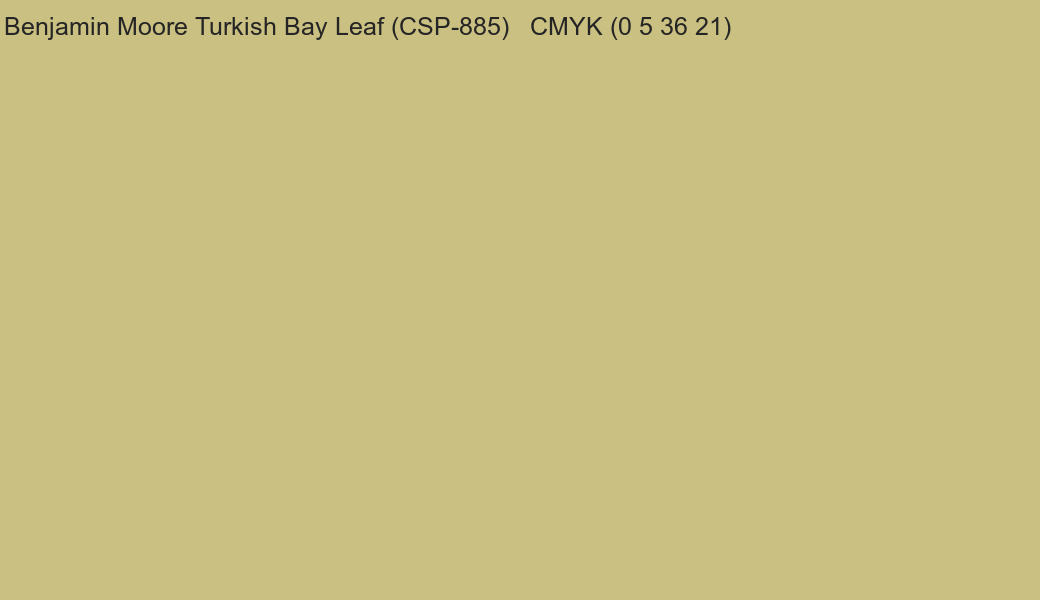 Color Benjamin Moore Turkish Bay Leaf (CSP-885) to CMYK (0 5 36 21) converter Color Benjamin Moore Turkish Bay Leaf (CSP-885) to CMYK (0 5 36 21) converter