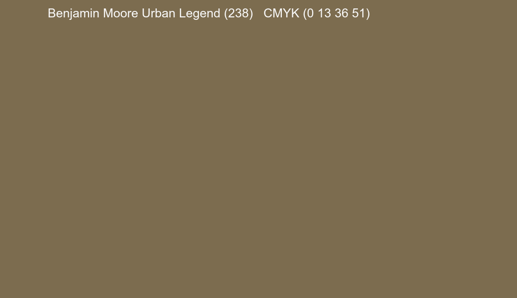 Color Benjamin Moore Urban Legend (238) to CMYK (0 13 36 51) converter Color Benjamin Moore Urban Legend (238) to CMYK (0 13 36 51) converter