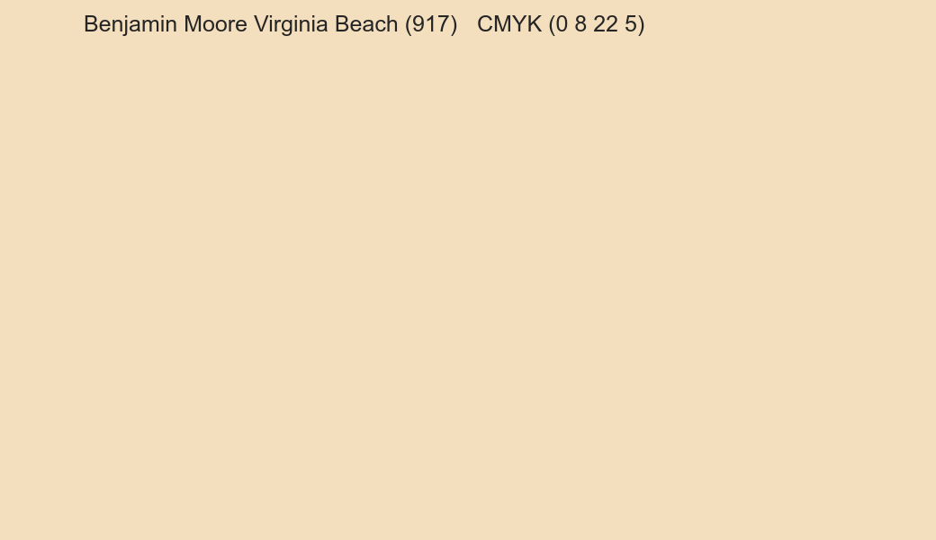 Color Benjamin Moore Virginia Beach (917) to CMYK (0 8 22 5) converter Color Benjamin Moore Virginia Beach (917) to CMYK (0 8 22 5) converter