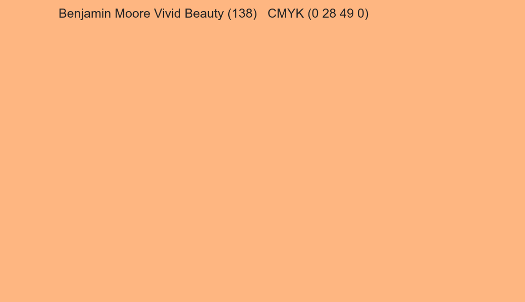 Color Benjamin Moore Vivid Beauty (138) to CMYK (0 28 49 0) converter Color Benjamin Moore Vivid Beauty (138) to CMYK (0 28 49 0) converter