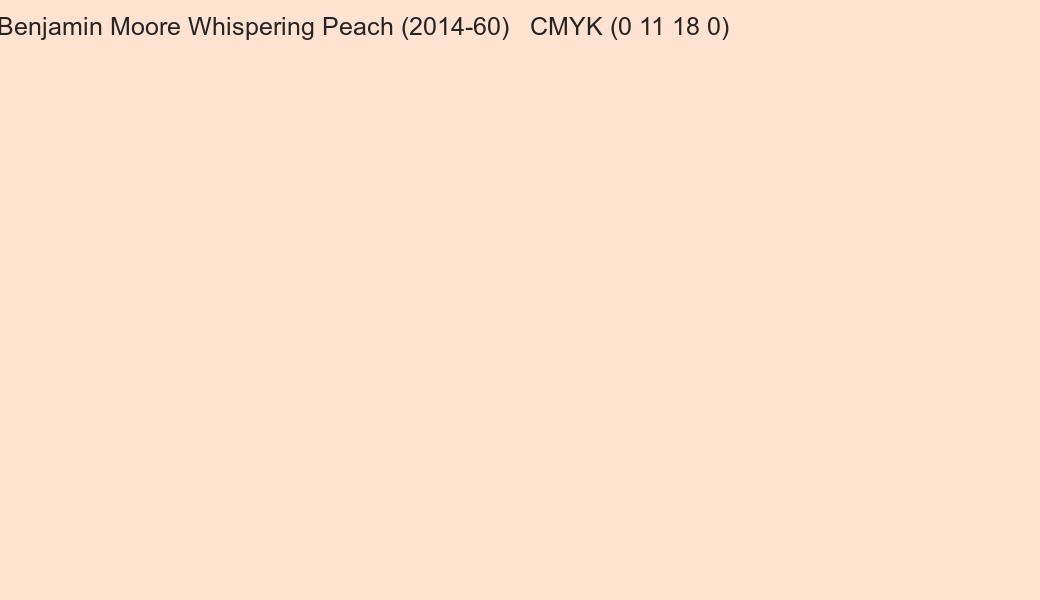 Color Benjamin Moore Whispering Peach (2014-60) to CMYK (0 11 18 0) converter Color Benjamin Moore Whispering Peach (2014-60) to CMYK (0 11 18 0) converter