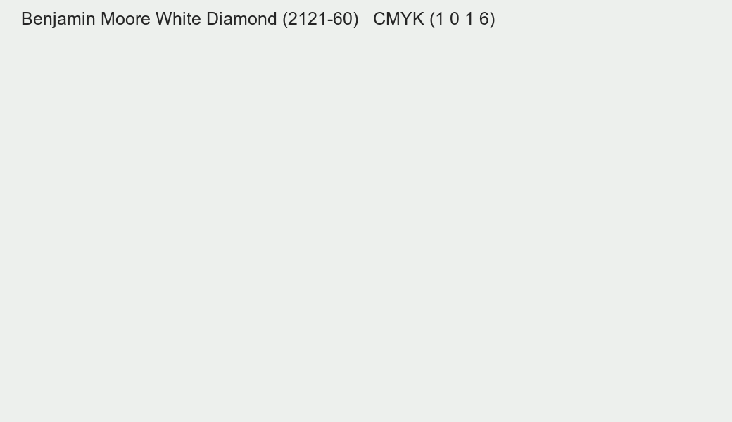 Color Benjamin Moore White Diamond (2121-60) to CMYK (1 0 1 6) converter Color Benjamin Moore White Diamond (2121-60) to CMYK (1 0 1 6) converter