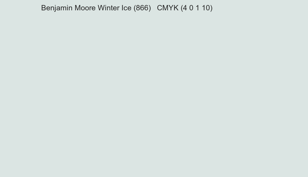 Color Benjamin Moore Winter Ice (866) to CMYK (4 0 1 10) converter Color Benjamin Moore Winter Ice (866) to CMYK (4 0 1 10) converter