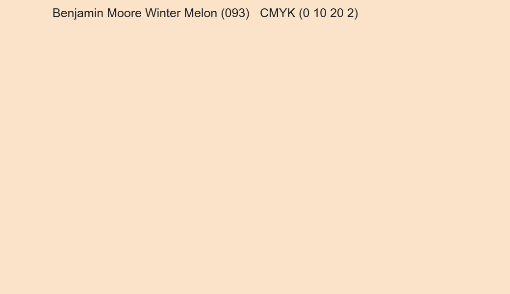 Color Benjamin Moore Winter Melon (093) to CMYK (0 10 20 2) converter Color Benjamin Moore Winter Melon (093) to CMYK (0 10 20 2) converter