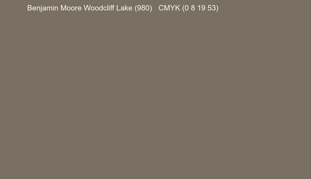 Color Benjamin Moore Woodcliff Lake (980) to CMYK (0 8 19 53) converter Color Benjamin Moore Woodcliff Lake (980) to CMYK (0 8 19 53) converter