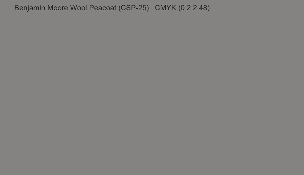 Color Benjamin Moore Wool Peacoat (CSP-25) to CMYK (0 2 2 48) converter Color Benjamin Moore Wool Peacoat (CSP-25) to CMYK (0 2 2 48) converter