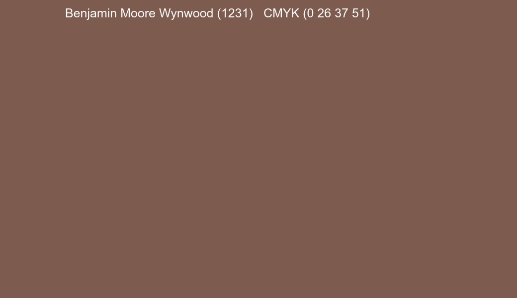 Color Benjamin Moore Wynwood (1231) to CMYK (0 26 37 51) converter Color Benjamin Moore Wynwood (1231) to CMYK (0 26 37 51) converter