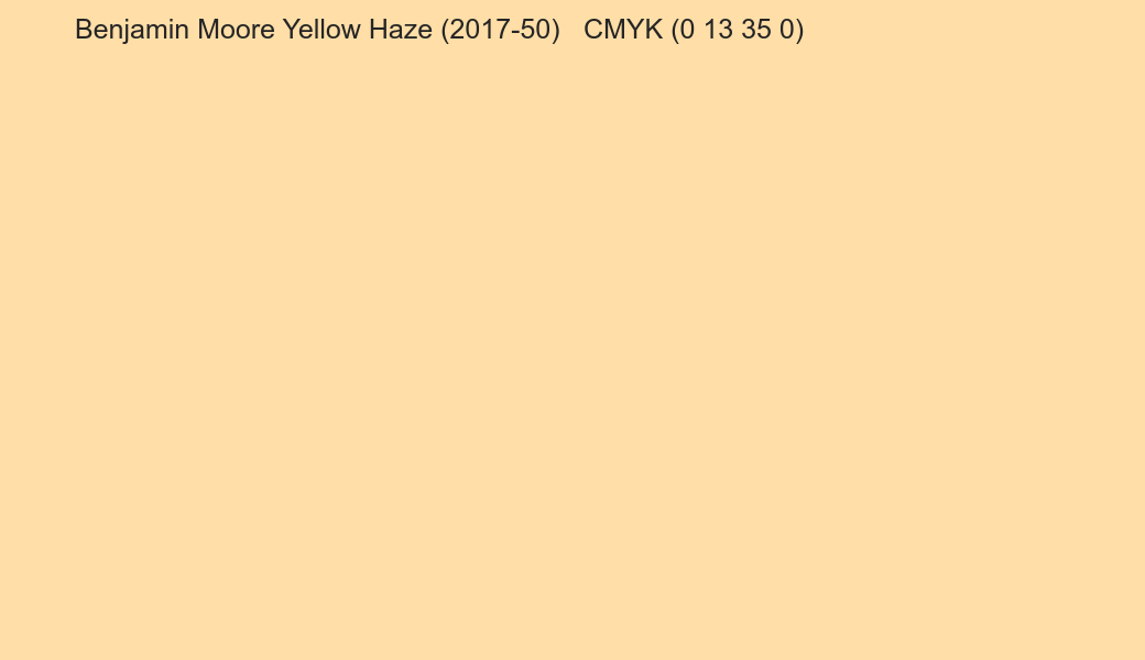 Color Benjamin Moore Yellow Haze (2017-50) to CMYK (0 13 35 0) converter Color Benjamin Moore Yellow Haze (2017-50) to CMYK (0 13 35 0) converter