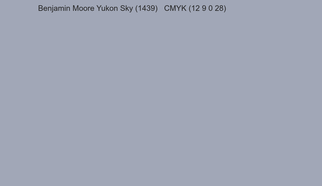 Color Benjamin Moore Yukon Sky (1439) to CMYK (12 9 0 28) converter Color Benjamin Moore Yukon Sky (1439) to CMYK (12 9 0 28) converter