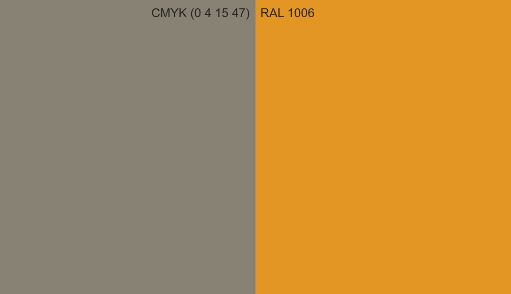 CMYK Color CMYK (0 4 15 47) vs RAL 1006 side by side comparison CMYK Color CMYK (0 4 15 47) vs RAL 1006 side by side comparison