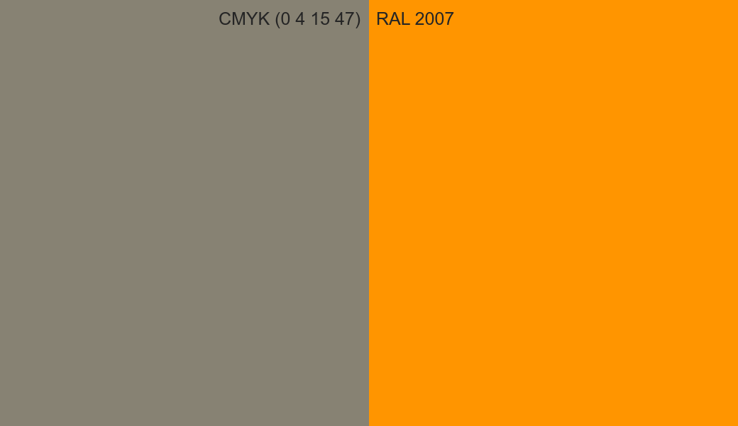 CMYK Color CMYK (0 4 15 47) vs RAL 2007 side by side comparison CMYK Color CMYK (0 4 15 47) vs RAL 2007 side by side comparison