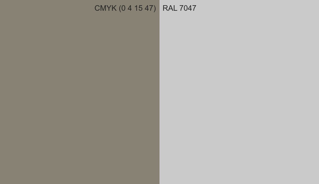 CMYK Color CMYK (0 4 15 47) vs RAL 7047 side by side comparison CMYK Color CMYK (0 4 15 47) vs RAL 7047 side by side comparison