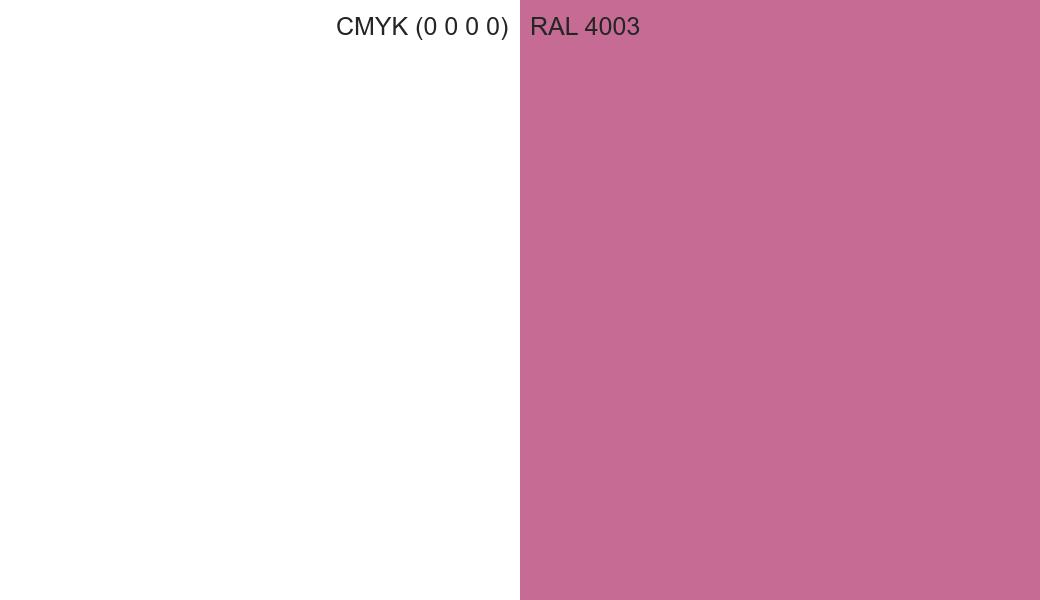 CMYK Color CMYK (0 0 0 0) vs RAL 4003 side by side comparison CMYK Color CMYK (0 0 0 0) vs RAL 4003 side by side comparison