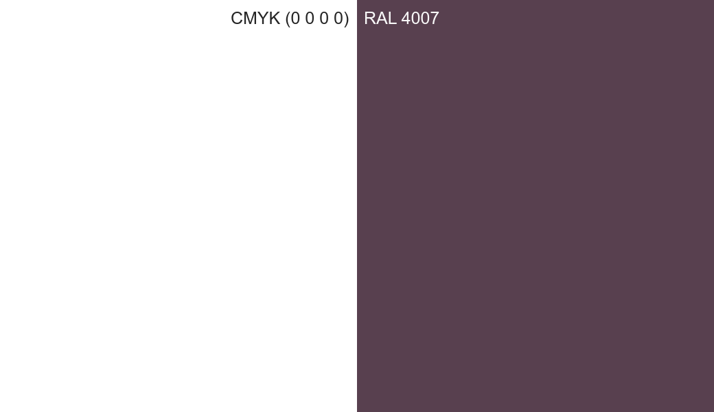 CMYK Color CMYK (0 0 0 0) vs RAL 4007 side by side comparison CMYK Color CMYK (0 0 0 0) vs RAL 4007 side by side comparison