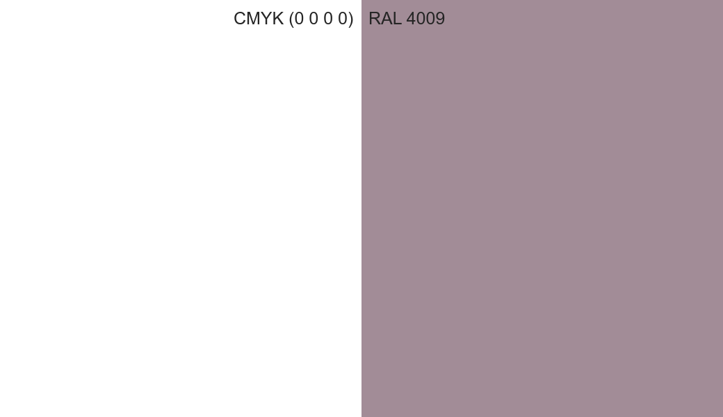 CMYK Color CMYK (0 0 0 0) vs RAL 4009 side by side comparison CMYK Color CMYK (0 0 0 0) vs RAL 4009 side by side comparison