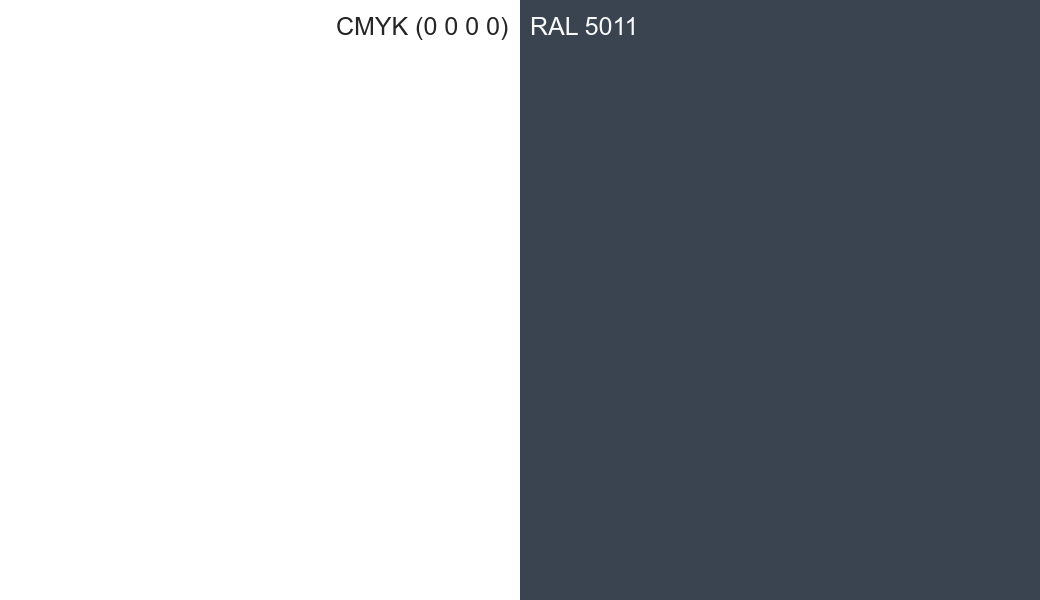 CMYK Color CMYK (0 0 0 0) vs RAL 5011 side by side comparison CMYK Color CMYK (0 0 0 0) vs RAL 5011 side by side comparison