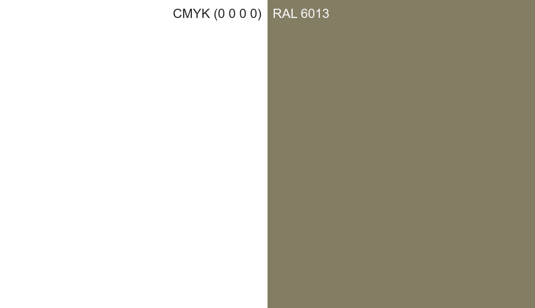 CMYK Color CMYK (0 0 0 0) vs RAL 6013 side by side comparison CMYK Color CMYK (0 0 0 0) vs RAL 6013 side by side comparison