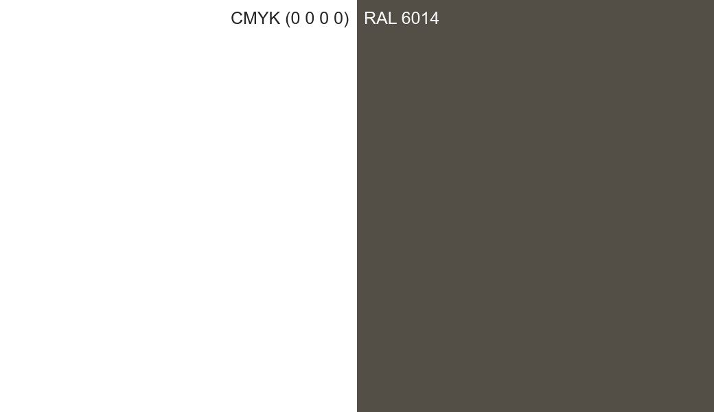CMYK Color CMYK (0 0 0 0) vs RAL 6014 side by side comparison CMYK Color CMYK (0 0 0 0) vs RAL 6014 side by side comparison