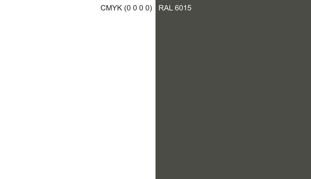 CMYK Color CMYK (0 0 0 0) vs RAL 6015 side by side comparison CMYK Color CMYK (0 0 0 0) vs RAL 6015 side by side comparison