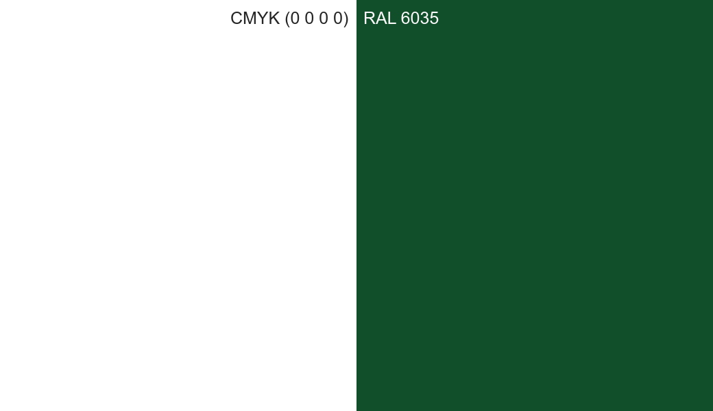 CMYK Color CMYK (0 0 0 0) vs RAL 6035 side by side comparison CMYK Color CMYK (0 0 0 0) vs RAL 6035 side by side comparison