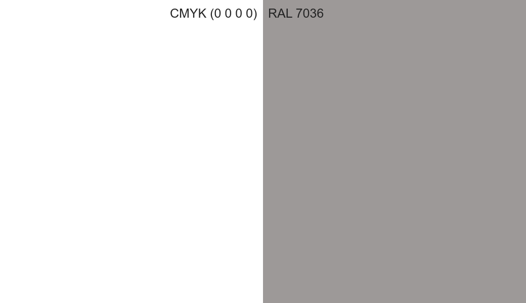 CMYK Color CMYK (0 0 0 0) vs RAL 7036 side by side comparison CMYK Color CMYK (0 0 0 0) vs RAL 7036 side by side comparison
