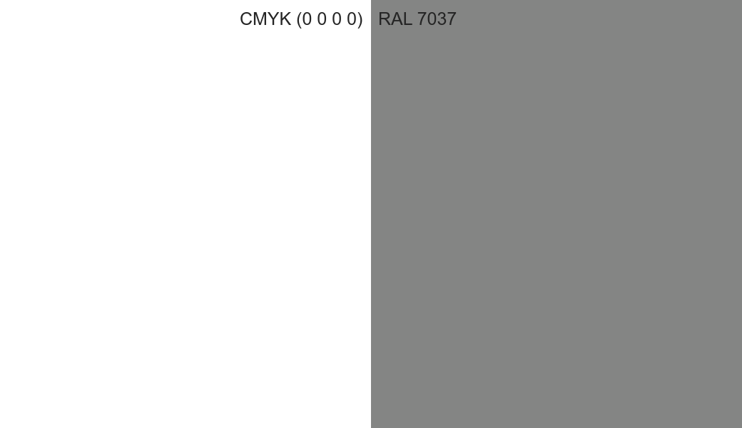 CMYK Color CMYK (0 0 0 0) vs RAL 7037 side by side comparison CMYK Color CMYK (0 0 0 0) vs RAL 7037 side by side comparison