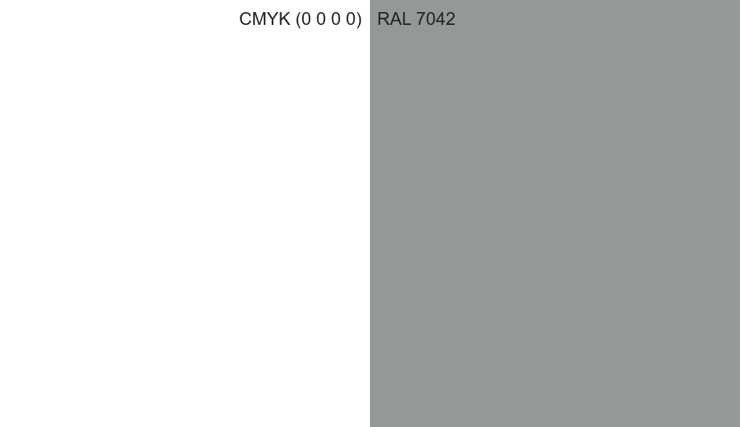 CMYK Color CMYK (0 0 0 0) vs RAL 7042 side by side comparison CMYK Color CMYK (0 0 0 0) vs RAL 7042 side by side comparison