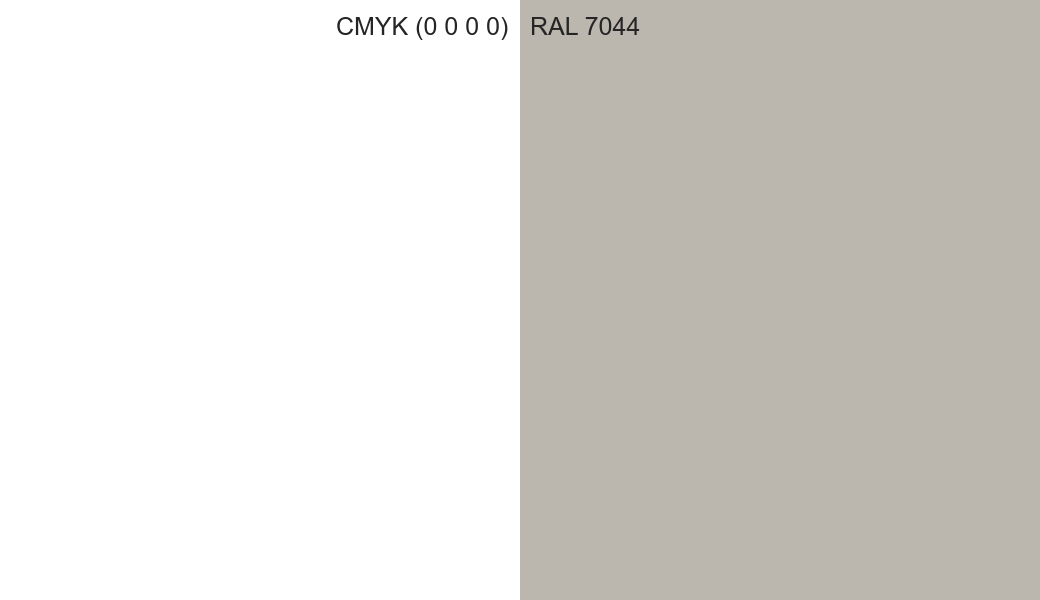 CMYK Color CMYK (0 0 0 0) vs RAL 7044 side by side comparison CMYK Color CMYK (0 0 0 0) vs RAL 7044 side by side comparison