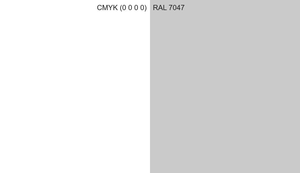CMYK Color CMYK (0 0 0 0) vs RAL 7047 side by side comparison CMYK Color CMYK (0 0 0 0) vs RAL 7047 side by side comparison