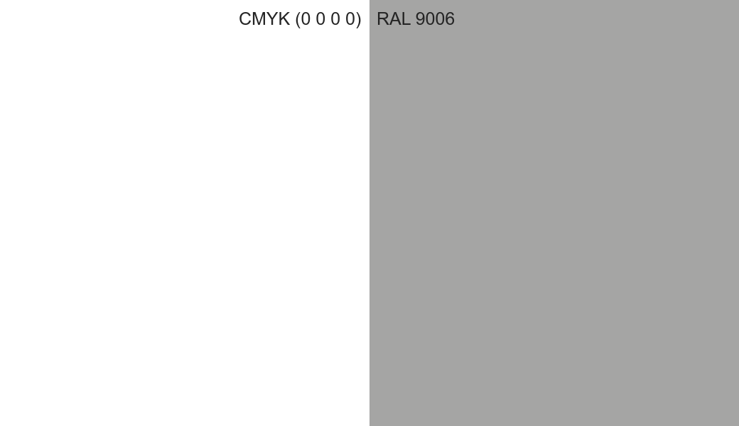 CMYK Color CMYK (0 0 0 0) vs RAL 9006 side by side comparison CMYK Color CMYK (0 0 0 0) vs RAL 9006 side by side comparison