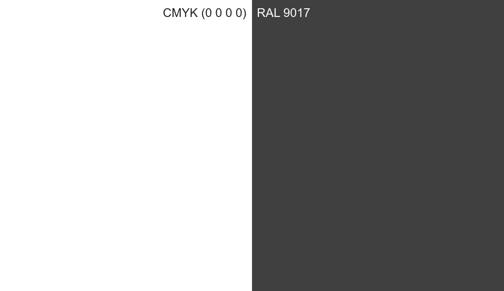 CMYK Color CMYK (0 0 0 0) vs RAL 9017 side by side comparison CMYK Color CMYK (0 0 0 0) vs RAL 9017 side by side comparison