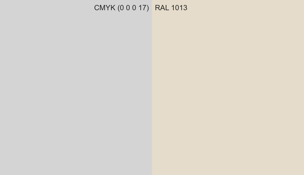 CMYK Color CMYK (0 0 0 17) vs RAL 1013 side by side comparison CMYK Color CMYK (0 0 0 17) vs RAL 1013 side by side comparison