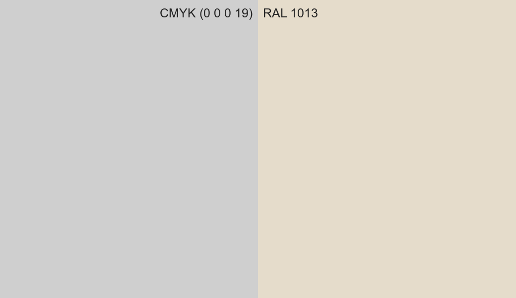 CMYK Color CMYK (0 0 0 19) vs RAL 1013 side by side comparison CMYK Color CMYK (0 0 0 19) vs RAL 1013 side by side comparison