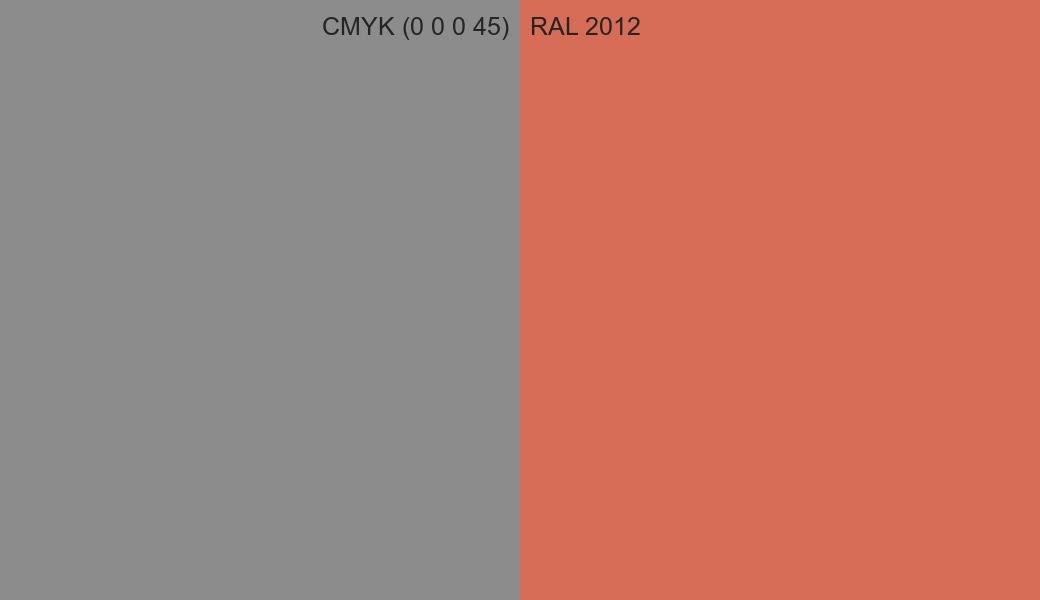 CMYK Color CMYK (0 0 0 45) vs RAL 2012 side by side comparison CMYK Color CMYK (0 0 0 45) vs RAL 2012 side by side comparison