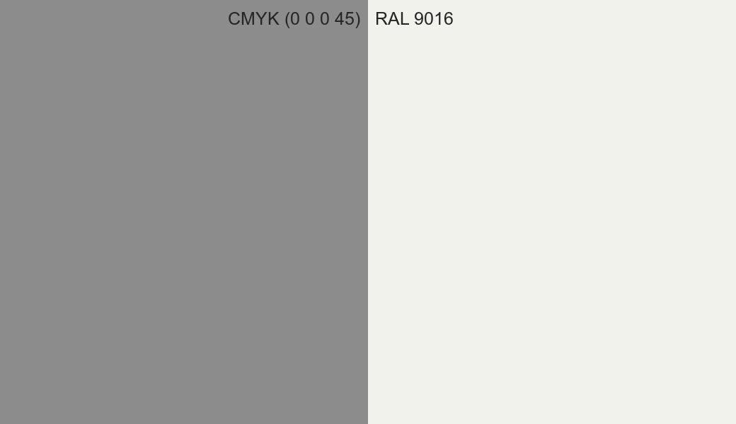 CMYK Color CMYK (0 0 0 45) vs RAL 9016 side by side comparison CMYK Color CMYK (0 0 0 45) vs RAL 9016 side by side comparison