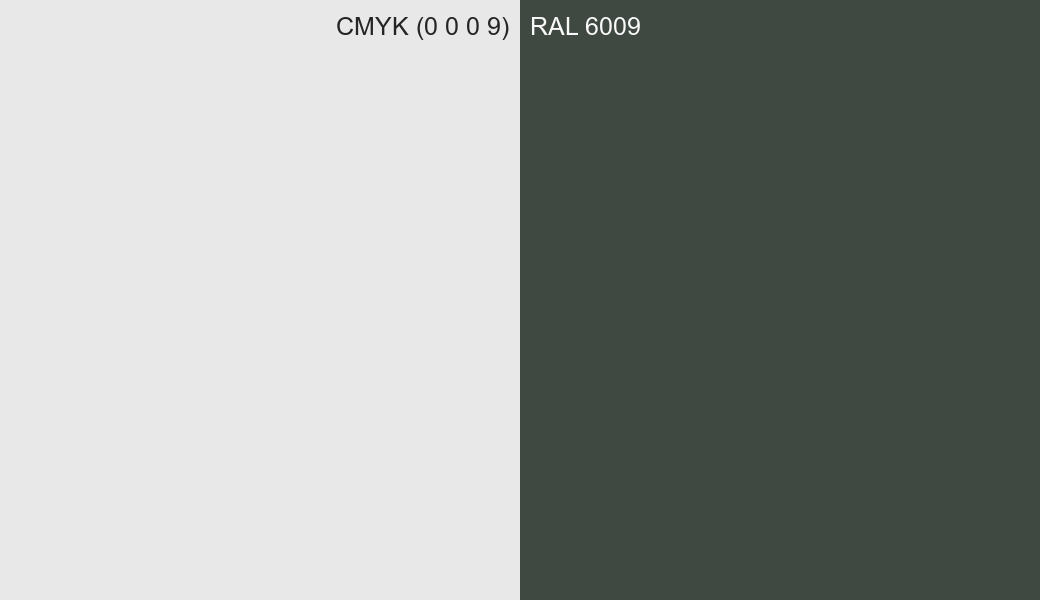 CMYK Color CMYK (0 0 0 9) vs RAL 6009 side by side comparison CMYK Color CMYK (0 0 0 9) vs RAL 6009 side by side comparison