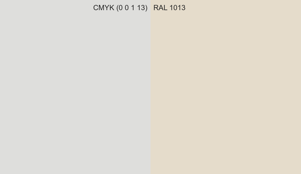 CMYK Color CMYK (0 0 1 13) vs RAL 1013 side by side comparison CMYK Color CMYK (0 0 1 13) vs RAL 1013 side by side comparison